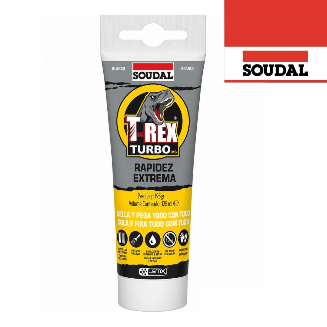 Cola e Veda T-Rex Power Turbo Soudal Branco - 125ML