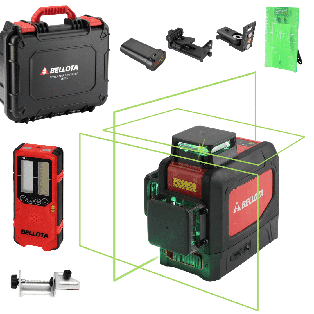 Nível Laser Bellota Linha Verde 30M 360º + Mala + Recetor