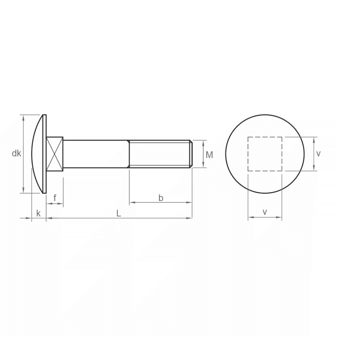Parafuso Carroçaria DIN603 4.8 Zincado